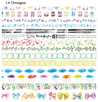 

14Designs 15/25mm Cloud/Pen/Star/Shoes/Bow/Rain/Flowers/Letter Pattern Japanese Washi Decorative Adhesive DIY Masking Paper Tape