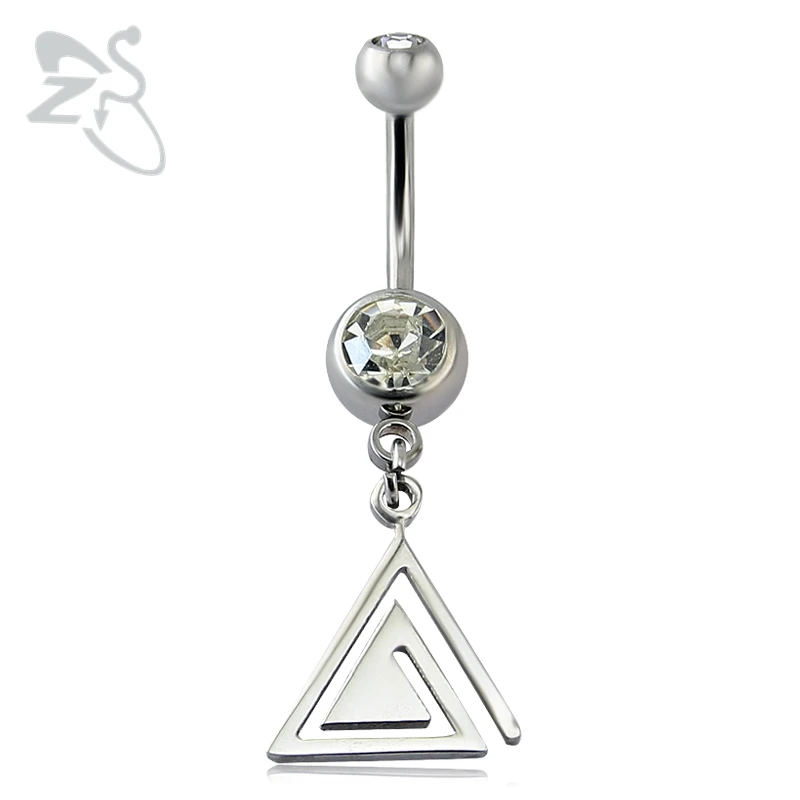 Triangle Pendant Crystal Belly Navel Button Rings Drop Stainless Steel Bell Piercing Ombligo Women Nombril | Украшения и