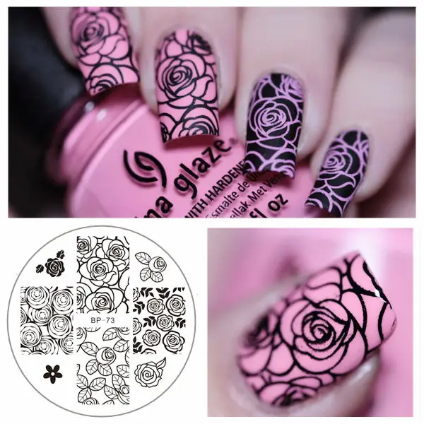 HOT 1 Pc BORN PRETTY BP73 Rose Flower Nail Art Stamp Template Image Plate BP Nail Stamping Plate