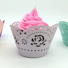 Розовый волнистый дизайн 100 шт./лот лазерной резки бумаги обёртка для кексов десерт окружающий край Свадебная вечеринка кекс кондитерские изделия 7Z