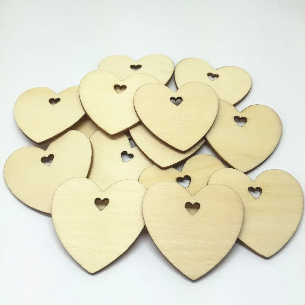

500pcs 25mm Natural Wooden Hearts With Heart Holes Wedding Wish Tree Decorations Gift Tags Celebrations Crafts Pendants