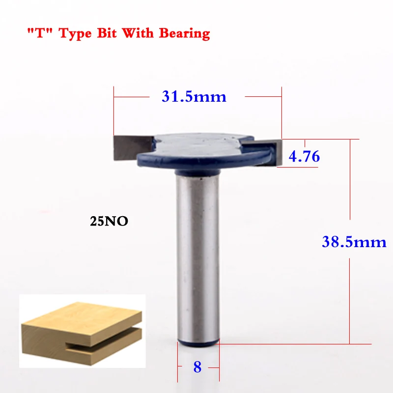 1 шт. 8 мм хвостовик древесины маршрутизатор бит прямой Концевая фреза триммер очистка заподлицо отделка угловая круглая бухта коробка биты инструменты фреза - Длина режущей кромки: 25NO