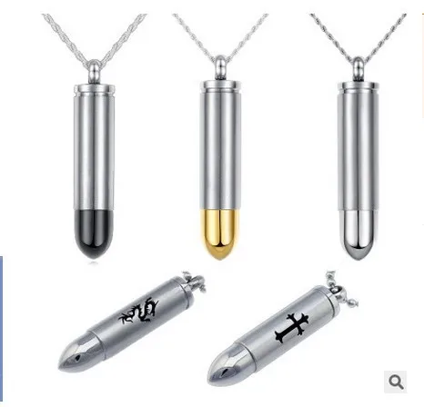 

316L S.Steel Perfume Diffuser Aromatherapy/Essential Oils pendant Necklace Bullet pendant Keepsake Cremation Urn Pendant men
