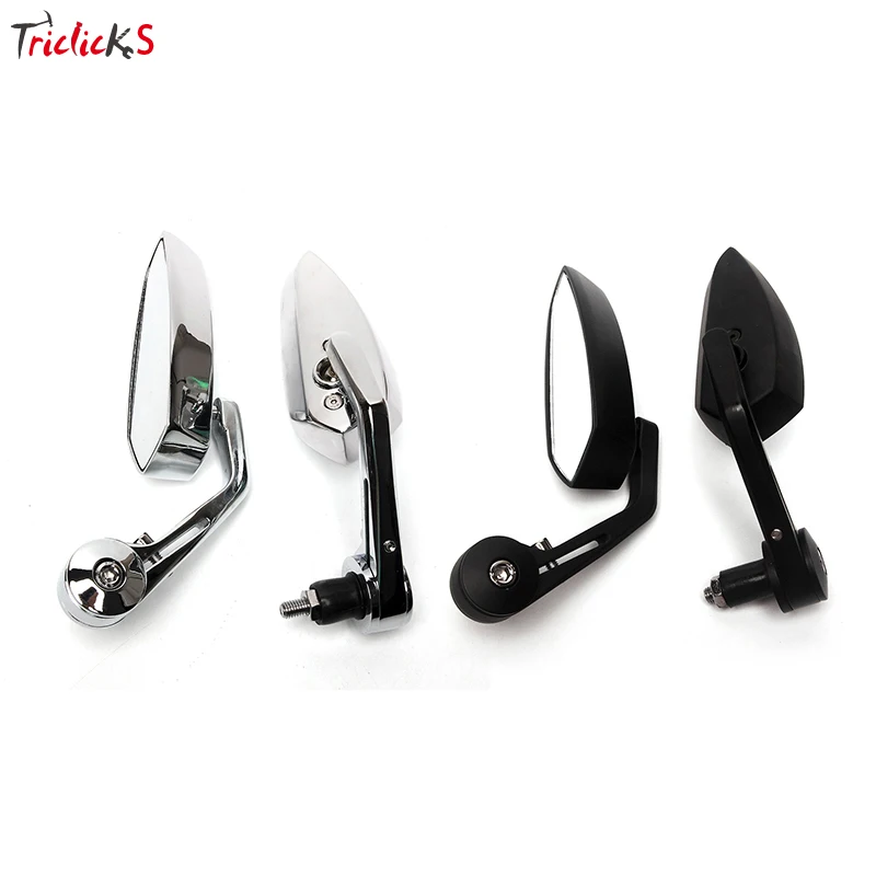 

Triclicks 2x Universal Chrome Black Rear View Mirrors Left Right Motorcycle Billet Aluminum 7/8" 22 Bar End Side Rearview Mirror