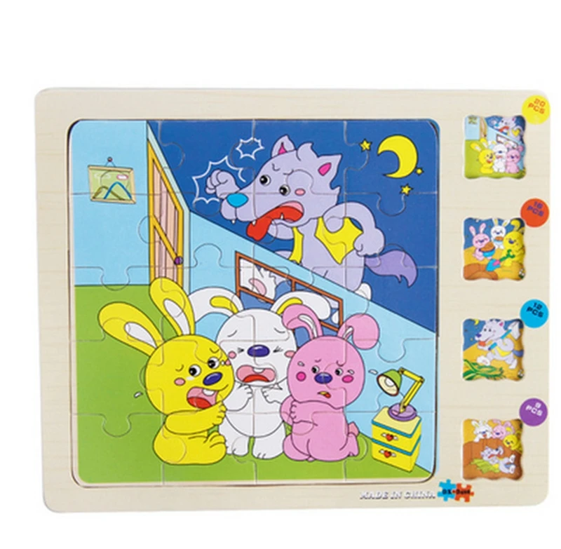 Multilayer Story Puzzle Wooden Baby Cognition Puzzles Montessori Wood Animal Puzzle For Children Jigsaw Education Toy Kid Puzzle - Color: ZMP091-3