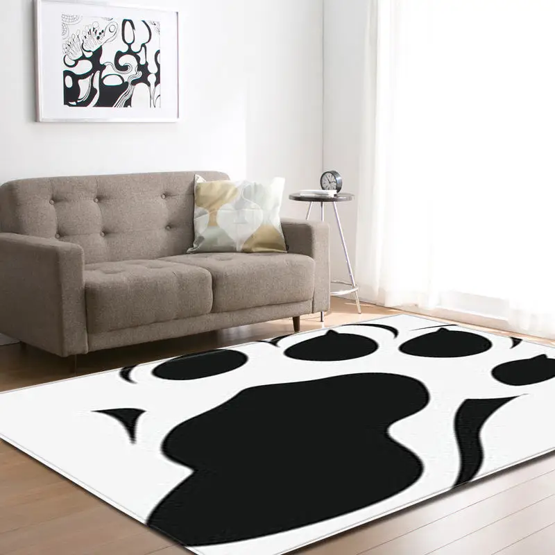Cute Cat Paw Print Carpets Children Crawling Mats Soft Flannel Tea