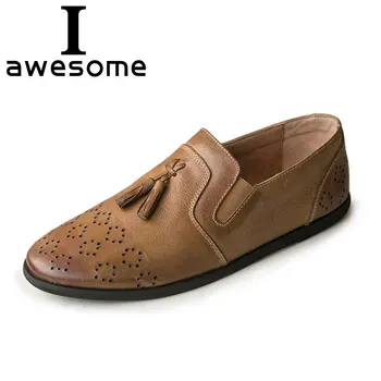 Handmade Retro Vintage High Quality Genuine Leather Men Flats tassel Men Shoes Comfortable Male Business Casual Shoes Loafers Handmade Retro Vintage High Quality Genuine Leather Men Flats tassel Men Shoes Comfortable Male Business Casual Shoes Loafers