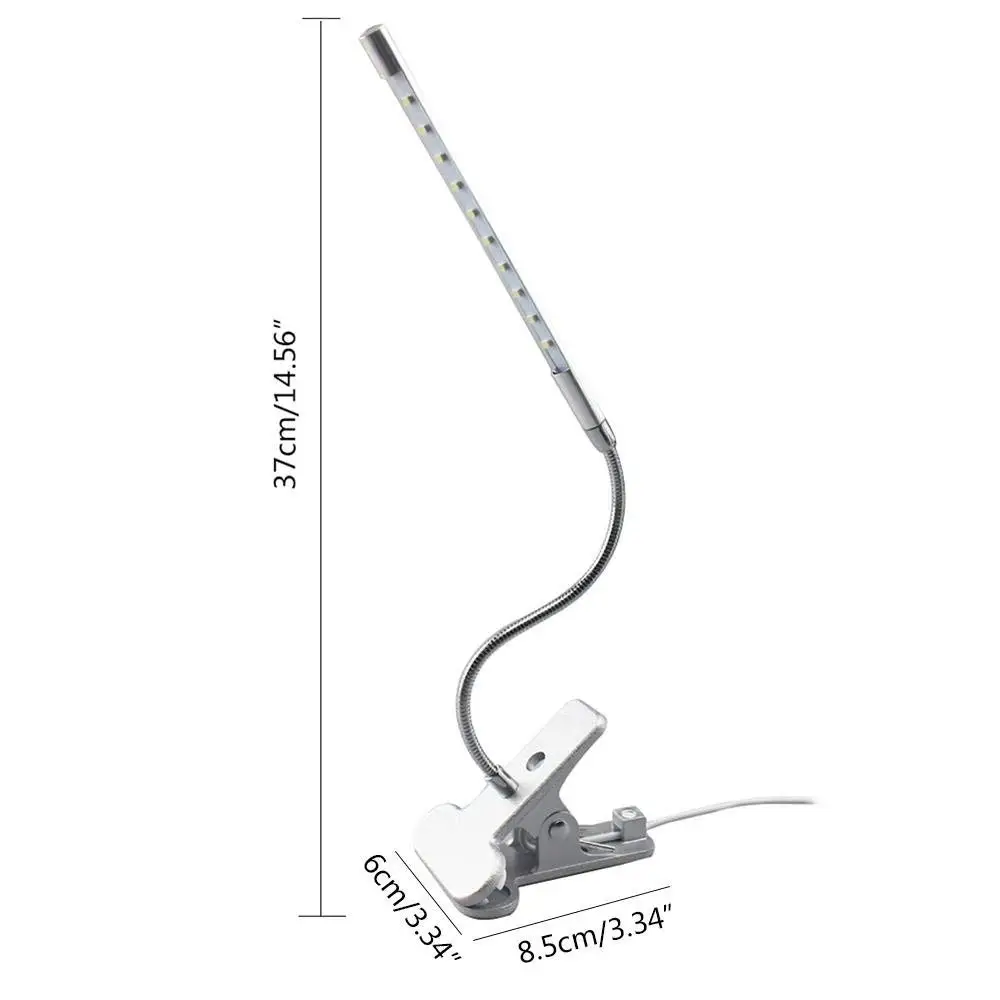 Светодиодный настольная лампа с зажимом для чтения, защита глаз, настольные лампы с регулируемой яркостью, сгибаемый USB сенсорный переключатель, Датчик управления, 10 светодиодный s лампа