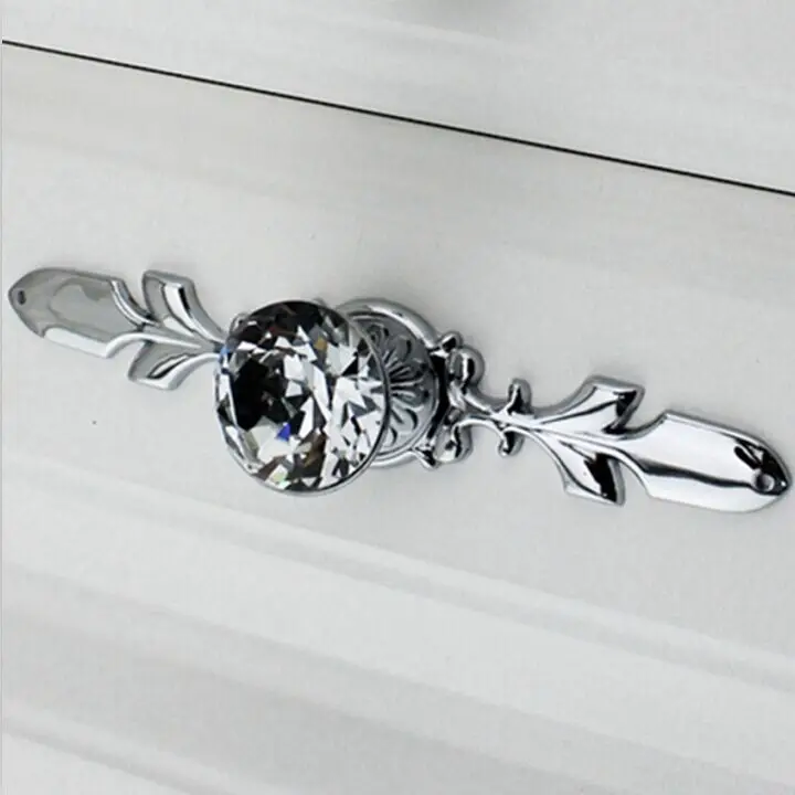 Fashion Duluxe Diamond Cabinet Handle Crystal Drawer Knob Silver