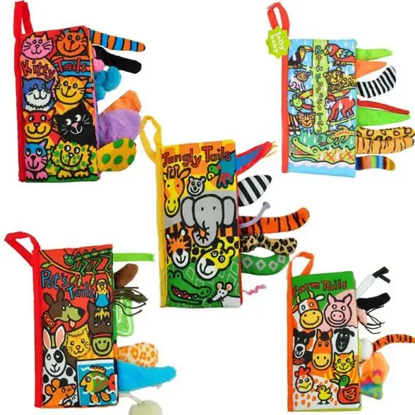 

Baby Toys Infant Kids Early Development Cloth Books Learning Education Unfolding Activity Books Animal Tails Style