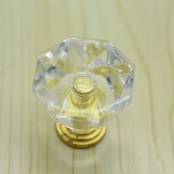 25mm Clear Crystal drawer knobs Acrylic kitchen handles gold dresser bedside table pull