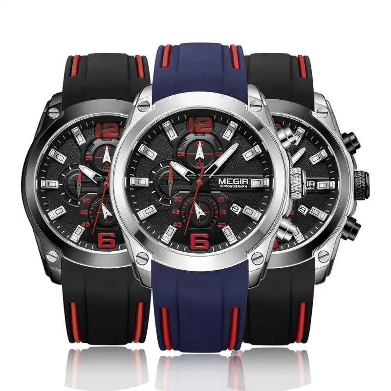 

3 Types 30M Waterproof Men Quartz Analog Watch Silicone Strap Round Wristwatch
