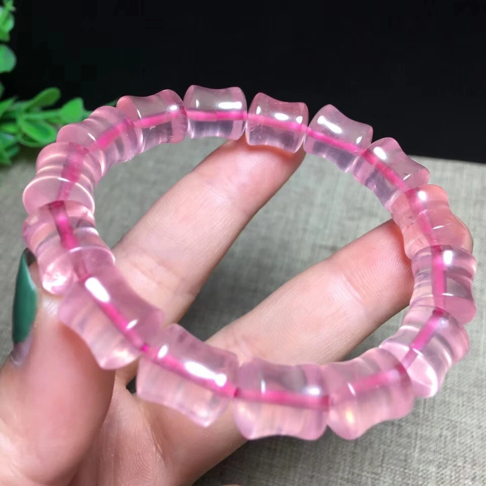 

Genuine Natural Rose Quartz Pink Star Light Stretch Woman Men Bracelet 13x10mm Bamboo Barrel Beads Crystal AAAAA Drop Shipping