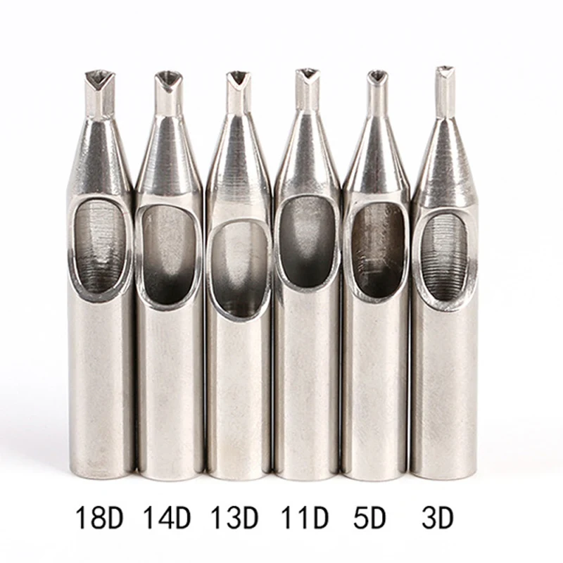 10pcs Tattoo Needle D Tips Stainless Steel RL/RS Tattoo Nozzle Tips Mix