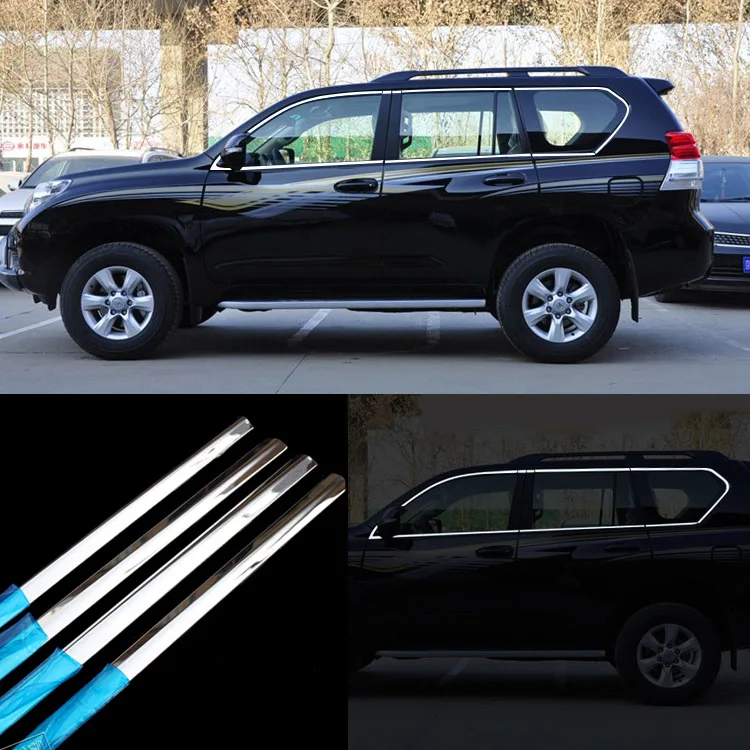 

18 PCS Stainless Steel Door Window Frame Sill Molding Trim For Toyota Prado