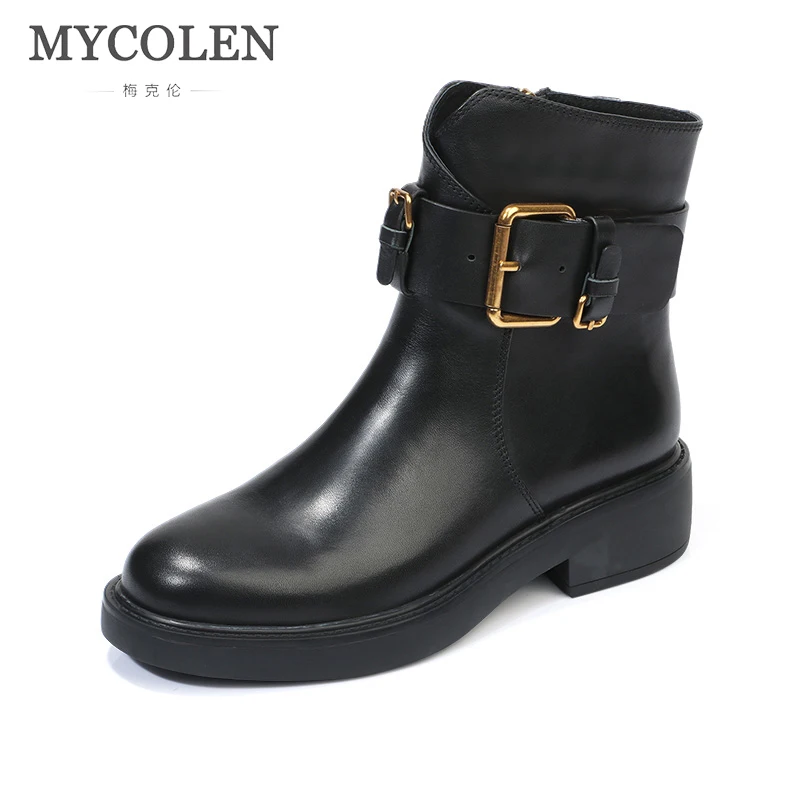 MYCOLEN/2019 г. Роскошные брендовые ботинки для женщин, роскошная брендовая модная обувь с пряжкой, женские ботинки «Челси»