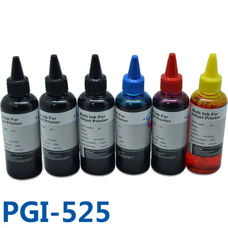 6x100ml PGI525 CLI526 Vivid Colors Printer Ink Refill Kit Bulk Ink For Canon PIXMA MG6150 MG6250