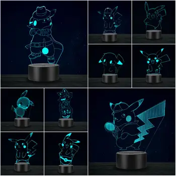 

Pikachu 3D Lamp LED Night Light Game Ball Cartoon Japanese LED Atmosphere Decorative USB Lighting Kid Toy Christmas Gift