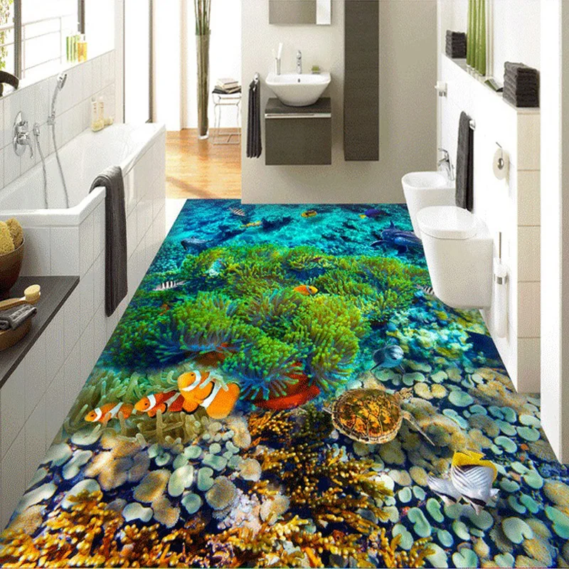 Aliexpress.com : Buy Floor Wallpaper For Sea Aquarium Modern Room Decor ...