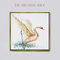 Бесплатная доставка Высокое Ручная роспись белый Лебедь картины маслом на холсте Современное Абстрактное Искусство картинки с животными