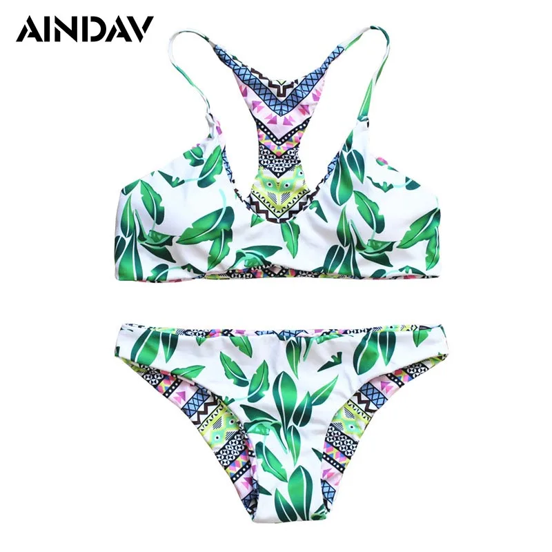 

AINDAV Duplex Printing Bikini Set 2019 Leaves Print Bathing Suit Swimwear Women Swimming Suit Push Up Biquini Brazilian Swimsuit