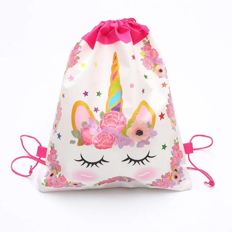 

Unicorn Drawstring bag for Girls Travel Storage Package Cartoon School Backpacks Children Birthday Party Favors
