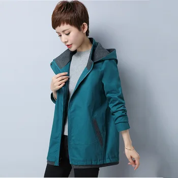 

Spring Short Jacket Loose Women Large size Coats 2019 New Fashion Casual Lady Coat Autumn Windproof Hooded Cotton Outerwear NO44