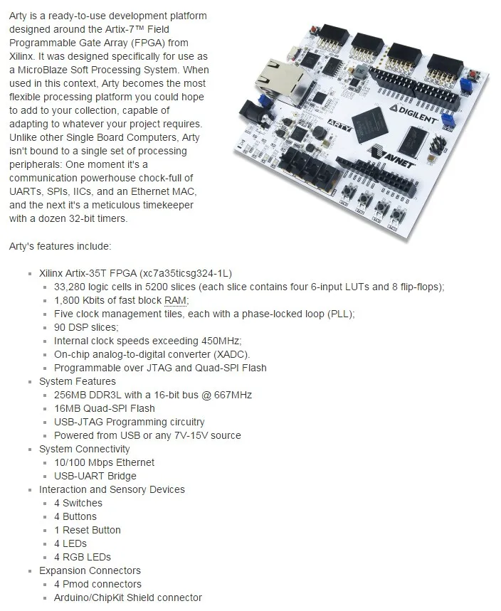 410-319 программируемые инструменты разработки логики IC Arty Artix-7 FPGA с Xilinx Artix 35T FPGA Artix-35T