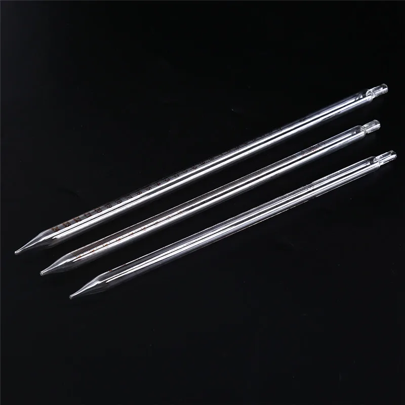 

1pc 0.1/0.2/0.5/1/2ml Transfer Pipettes Glass Graduated Pipette With Rubber Bulb Lab Chemistry Dropper Dispensing