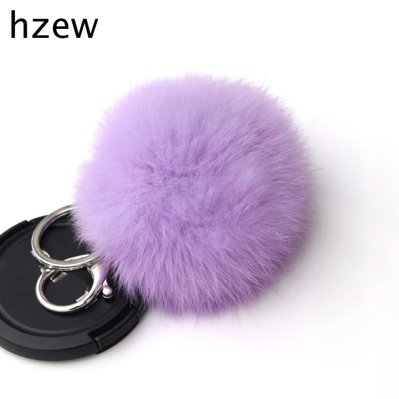 hzew silver color Key Chain Women Gifts Couples Keychain 8CM 100% real Rabbit Fur Ball Car | Украшения и аксессуары