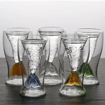 

100ml Handmade Fishtail Whisky Vodka Cups Crystal Vodka Glass Cups Bar Tools