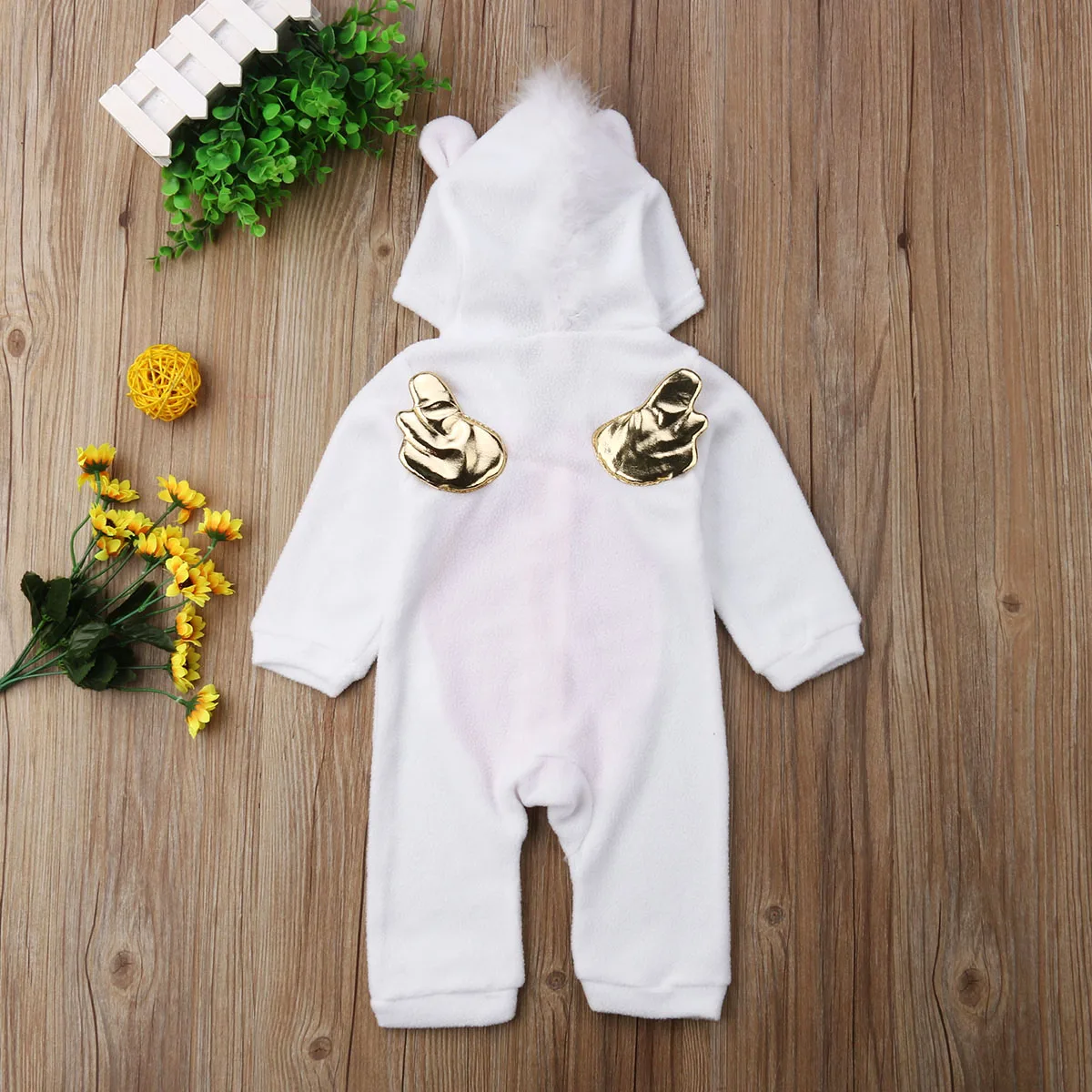 Newborn Baby Boy Girls 3D Unicorn Hooded Zipper Romper Jumpsuit Outfits Clothes Baby Clothes