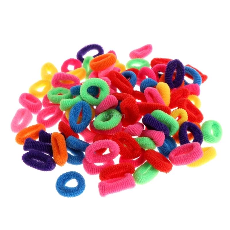 

100 Pcs/pack Kids Girl Colorful Elastic Hair Bands Rope Ring Band Ponytail Holder Baby Hair Accessories MAY15 dropshipping