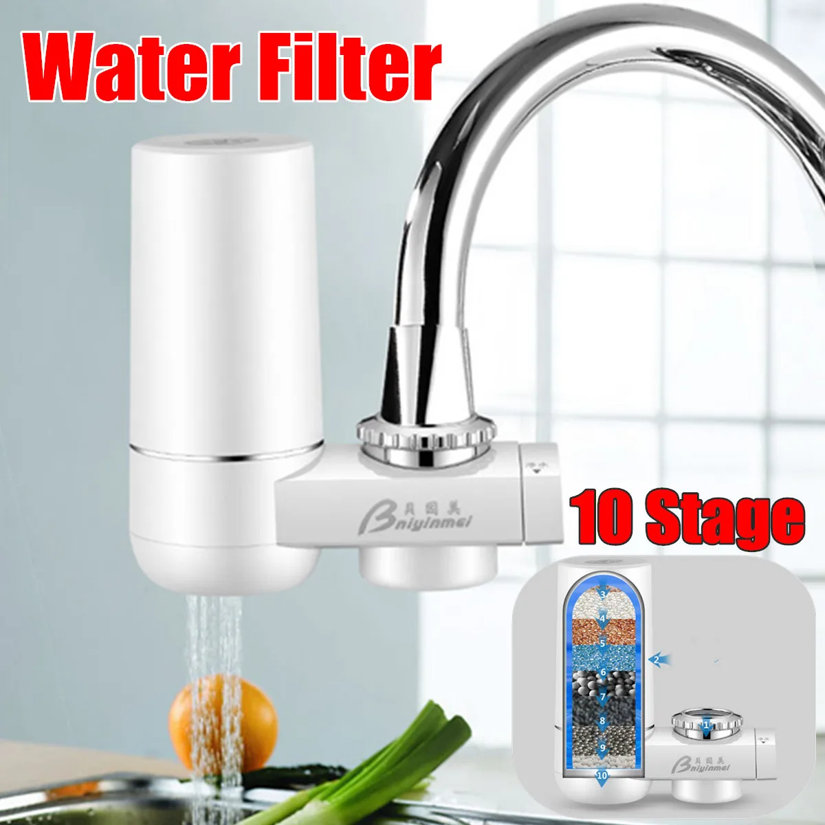 10 Stage Tap Water Purifier Kitchen Faucet Washable Ceramic Percolator