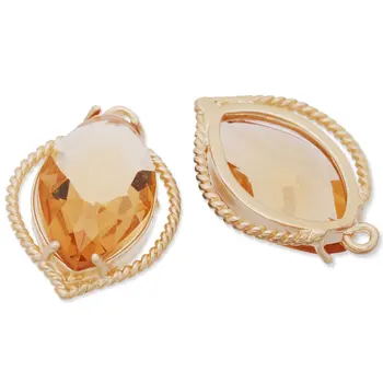 

Gold frame gem pendant connector for jewelry making, champagne charms decorations accessories, 5 pcs-C4152