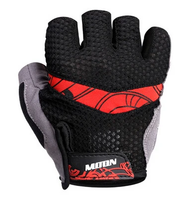 MOON перчатки для верховой езды полуперчатки велосипедные перчатки мужские и женские MTB горные спортивные велосипедные перчатки - Цвет: Красный