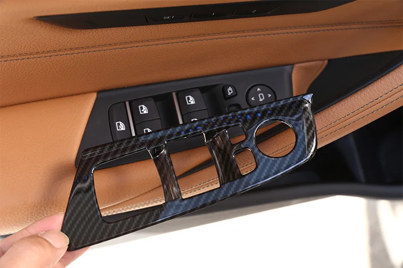 4 шт. хромированные наклейки для автомобилей BMW 5 серии G30 LHD салон, дверь, подлоктоник панели окна стеклянные пуговицы украшения рамка Крышка отделка