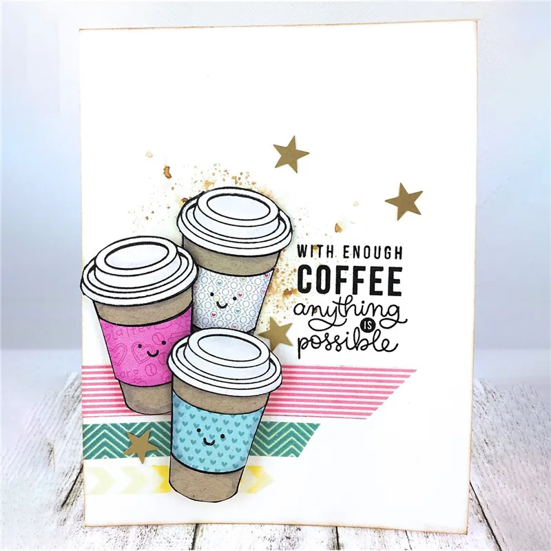 

16Pcs/lot New Clear Stamps For Scrapbooking for Card Making Album Stamp Perfect Blend Is Coffee Lovers Dream Stamps 11*16cm
