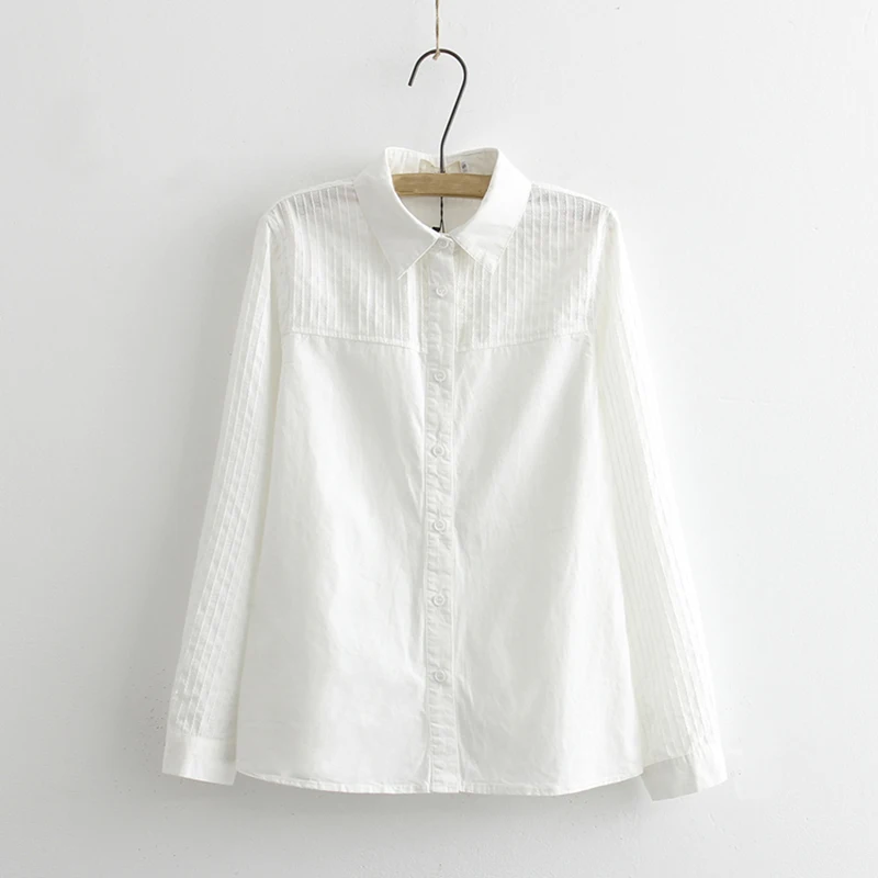  Women Lace White Shirts Summer Spring Long-sleeve Ruffled 100% Cotton Slim Soft Blouse Tops 0.15 Kg