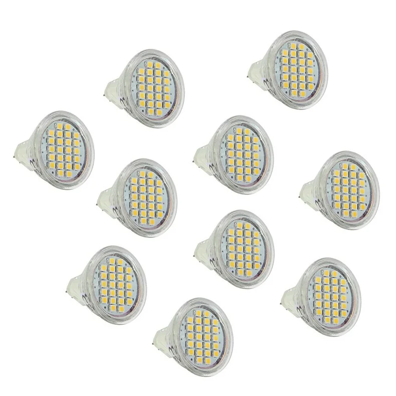 

Newest 10Pcs DC12V 1W MR11 24LED 3528SMD 3600K Warm White Light Lamp Replacement Bulb