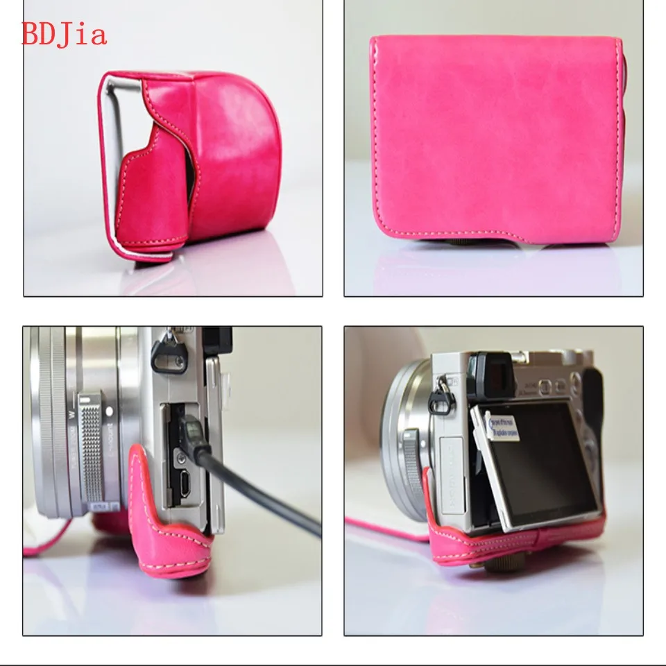 Высокое качество PU кожа масло Камера сумка-чехол для sony A6300 A6000 Камера с 16-50 мм объектив с плечевым ремнем