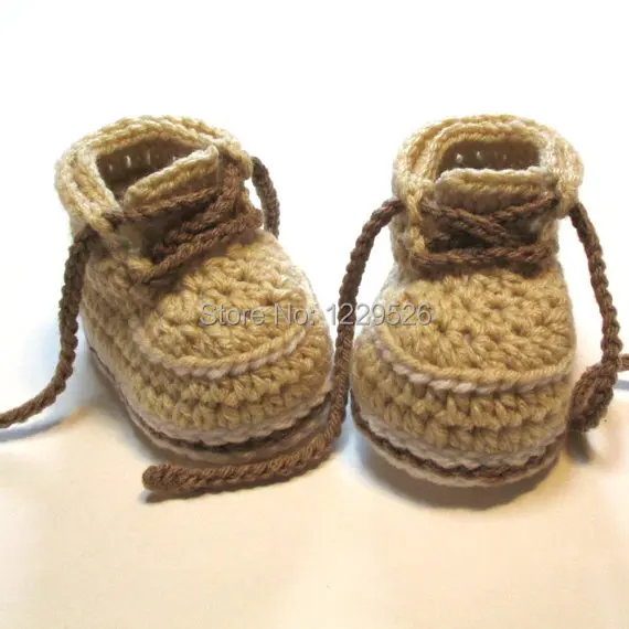 Baby booties. Crochet work boots. Ready to ship. 3-6 months. Baby girl ...