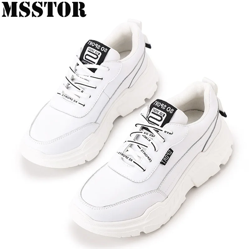 MSSTOR White Running Shoes For Women Genuine Leather Athletic Walking Sport Shoes Woman Brand Casual Fashion Ladies Sneakers MSSTOR White Running Shoes For Women Genuine Leather Athletic Walking Sport Shoes Woman Brand Casual Fashion Ladies Sneakers