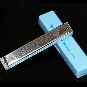 

SWAN C Key 24 Hole Blue Octave-tuned Tremolo Mouth Organ Instrument with Case / Harmonica