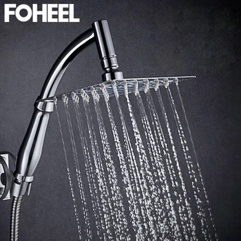 FOHEEL 6 and 8 inch shower head stainless steel shower head water saving bathroom rain spa square handheld shower head 1