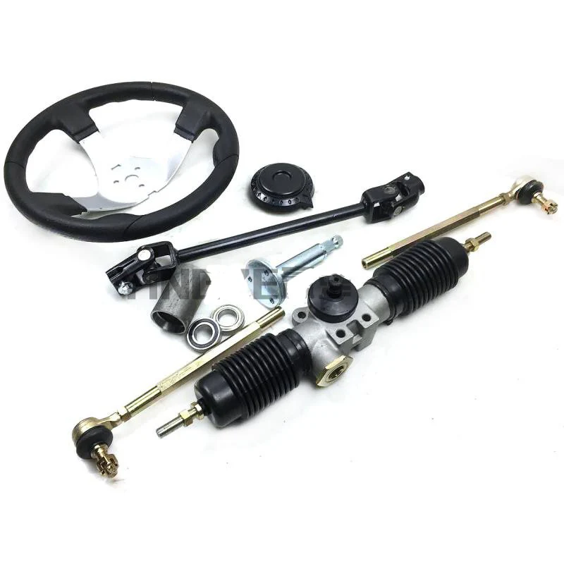 GO KART KARTING ATV UTV Buggy 1.75 Circle 32CM Steering Gear Rack Pinion U Joint Tie Rods With Steering Wheel