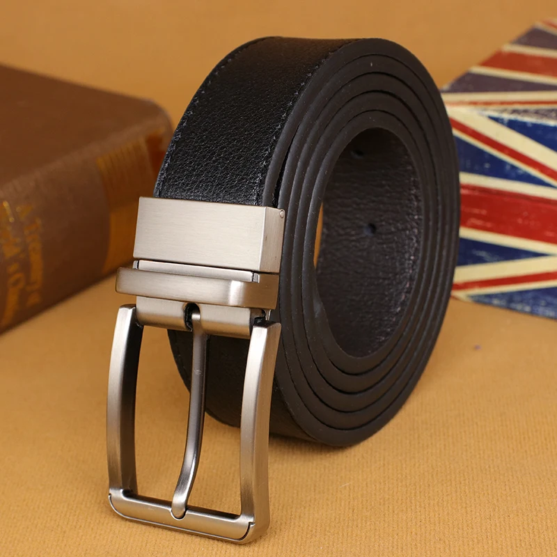 

cow genuine leather men belts pin buckle for male black high quality alloy new arrival
