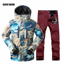 Сноуборд куртка+ Pantalones Masculina Nueva Gsou Hombres Traje de Impermeable al Aire Libre Deporte Campin