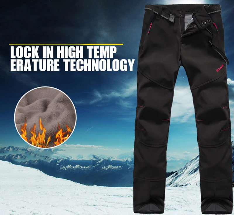 2018 invierno hombre chándal pantalones de senderismo al aire libre Softshell pantalones impermeable Camping Trekking polar pantalones de esquí
