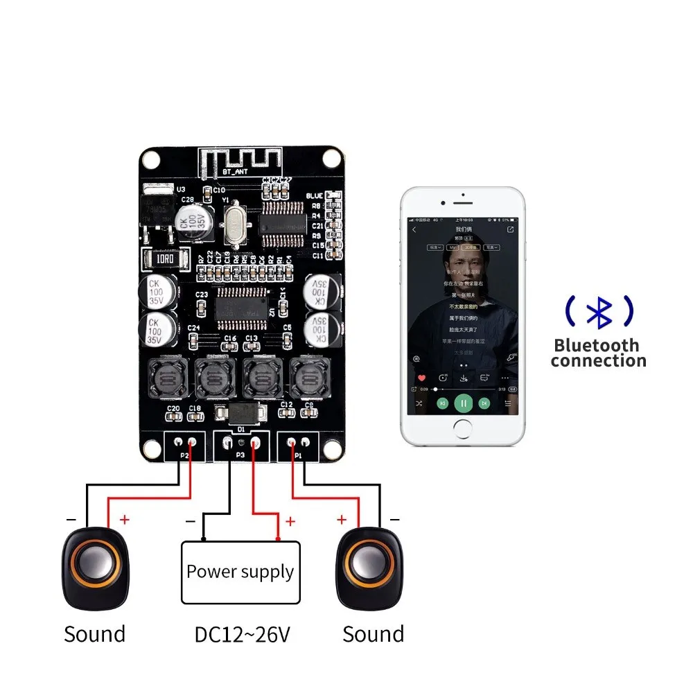 Цифровой усилитель мощности Bluetooth 2x15 Вт TPA3110 TPA3110D2 плата для динамика